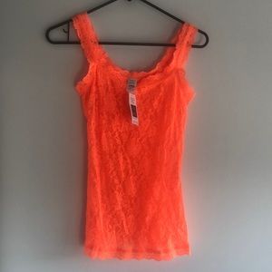 Orange lace hanky panky tank top